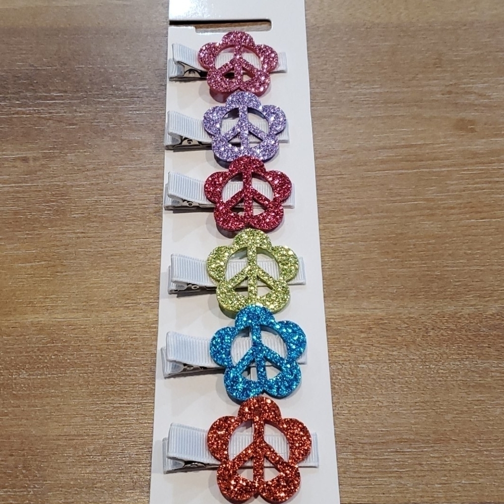 NWT Peace Glitter Hair Clippies - Picture 8 of 8
